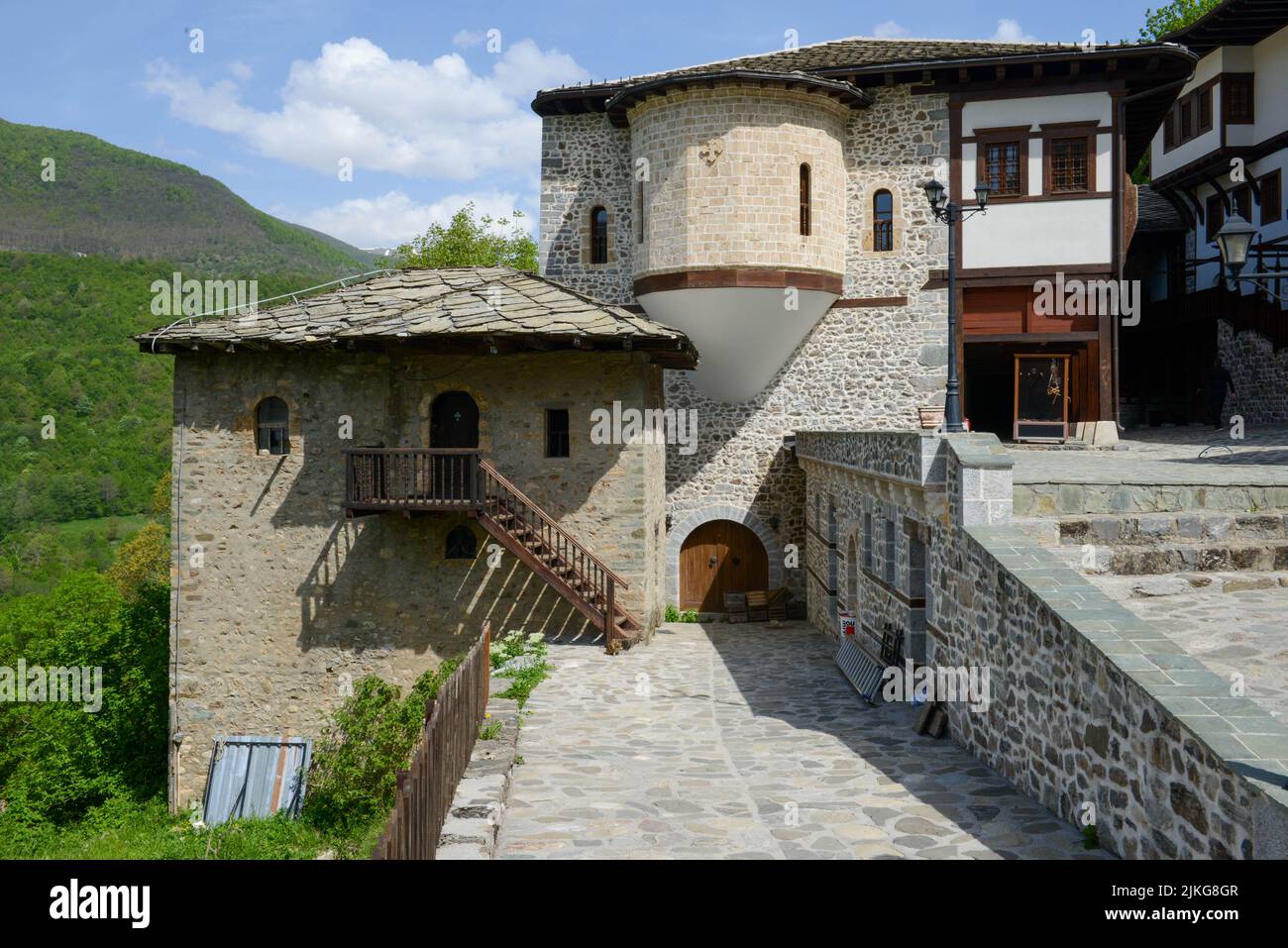 View of St John the Baptist Bigorski monastery on Macedonia Stock Photo