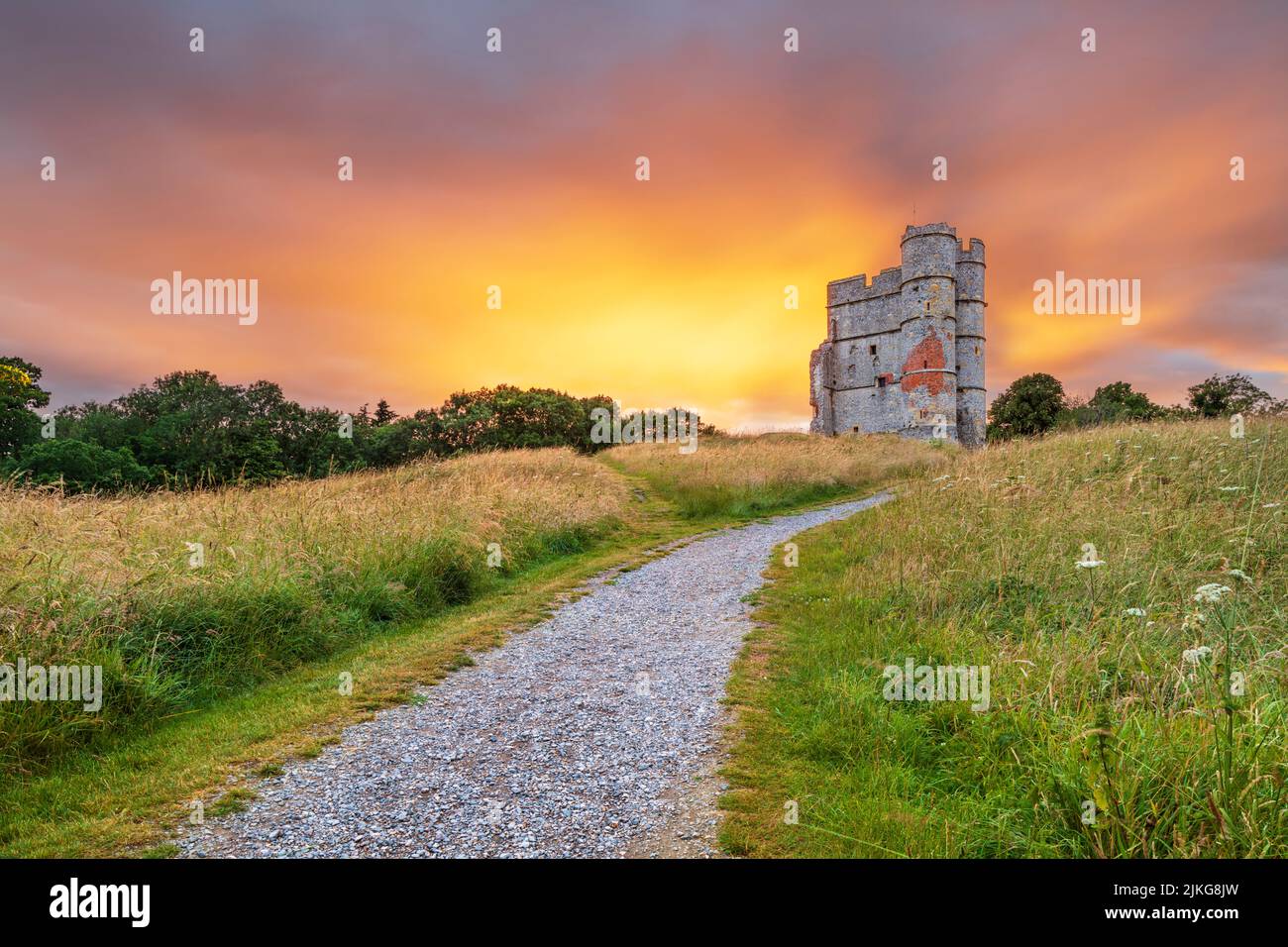 Ruins of Donnington Castle at sunset, Newbury, Berkshire, England, United Kingdom, Europe Stock Photo