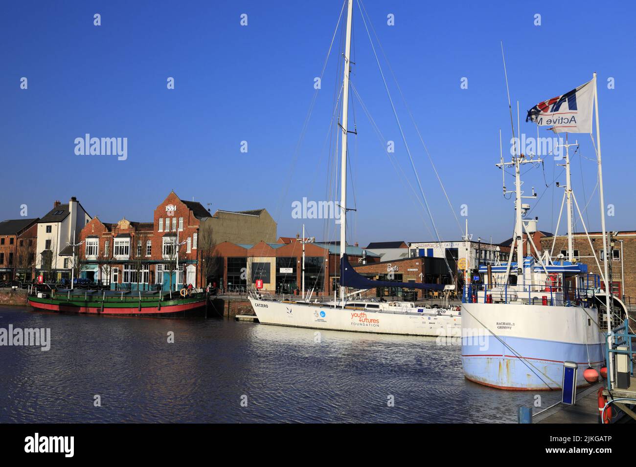 Boats in the Marina, Kingston-upon-Hull, East Riding of Yorkshire, Humberside, England, UK Stock Photo