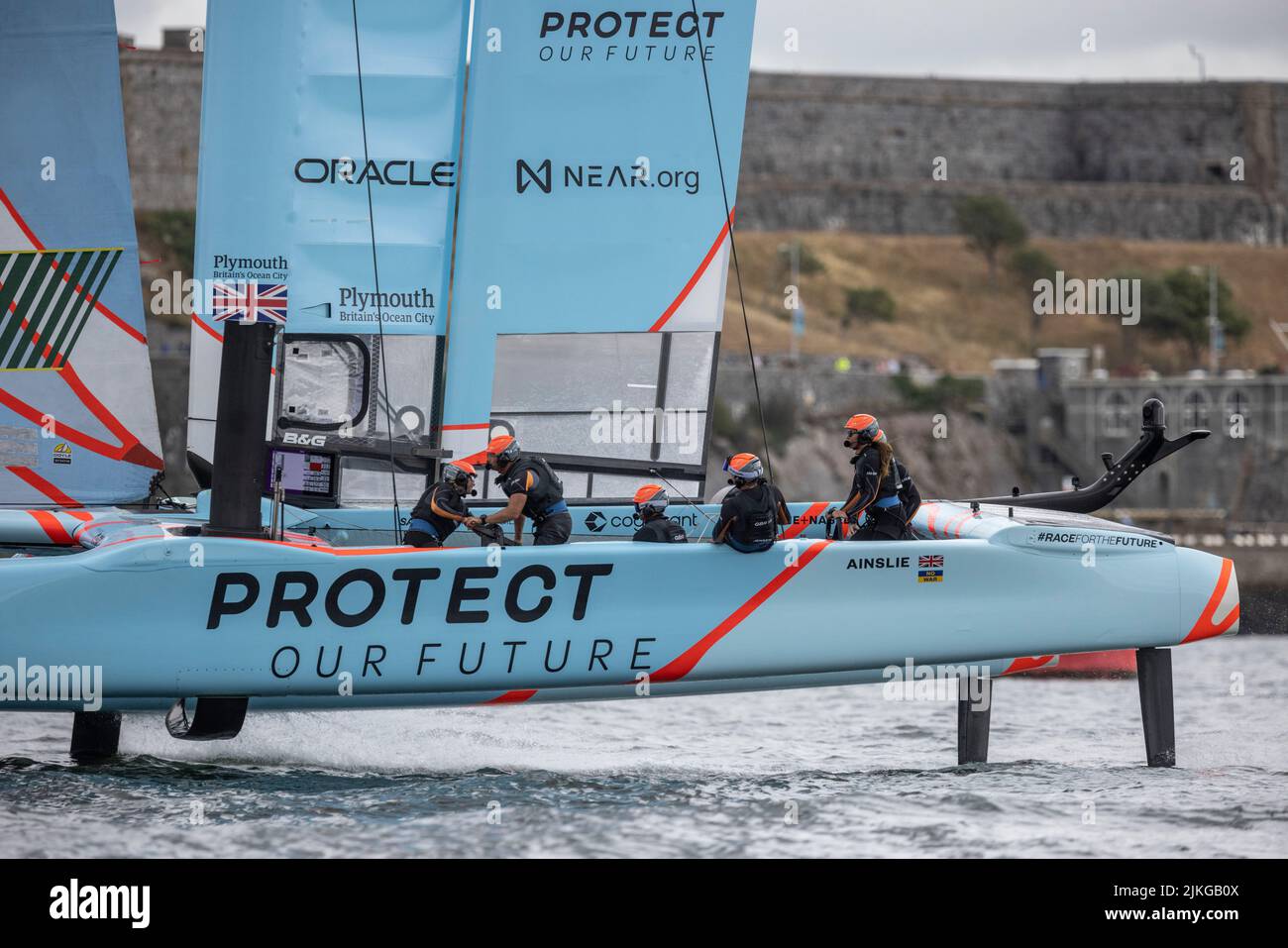 THE DUCHESS OF CAMBRIDGE JOINS THE 1851 TRUST AND THE GREAT BRITAIN SAILGP TEAM IN PLYMOUTH, DEVON, UK Stock Photo