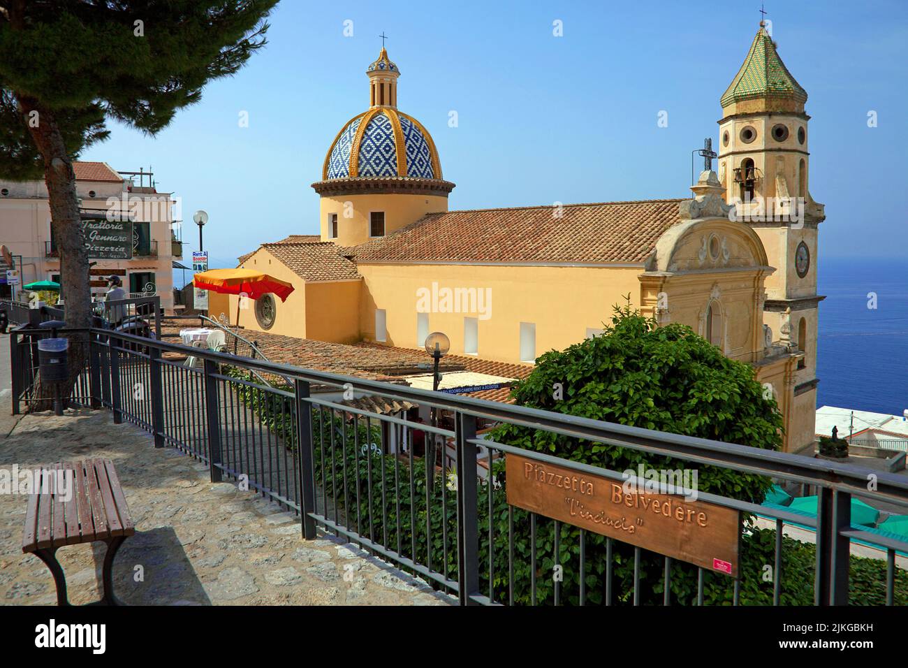 San Gennaro church in the village Praiano, Amalfi coast, Unesco World Heritage site, Campania, Italy, Mediterranean sea, Europe Stock Photo