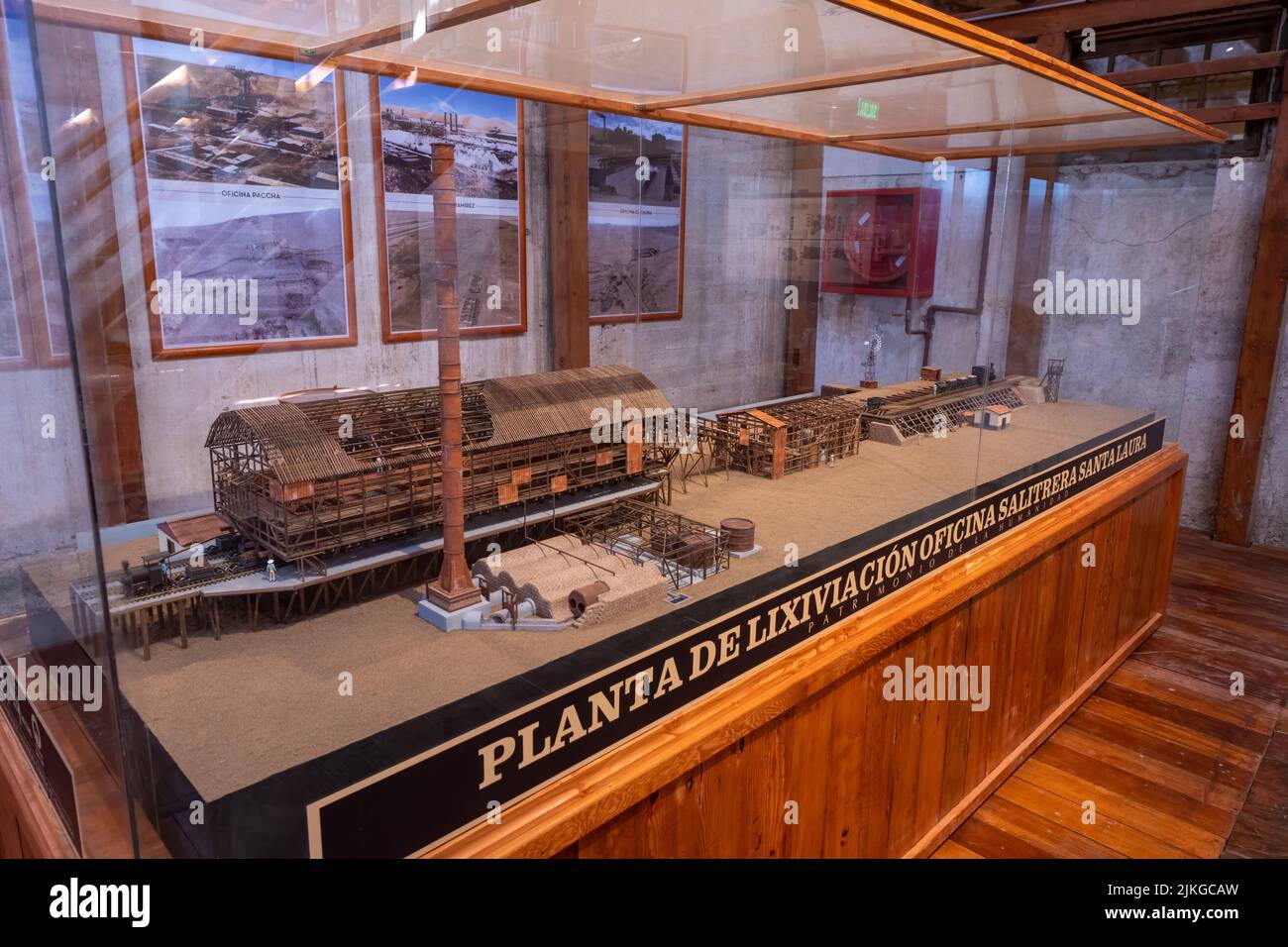 A model of the leaching plant of the Santa Laura Salitrera or saltpeter processing plant.  Humberstone museum.  Chile. Stock Photo