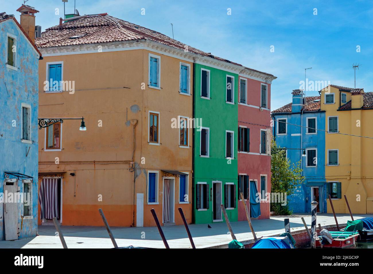 Colorful facades of Burano, Venice Stock Photo