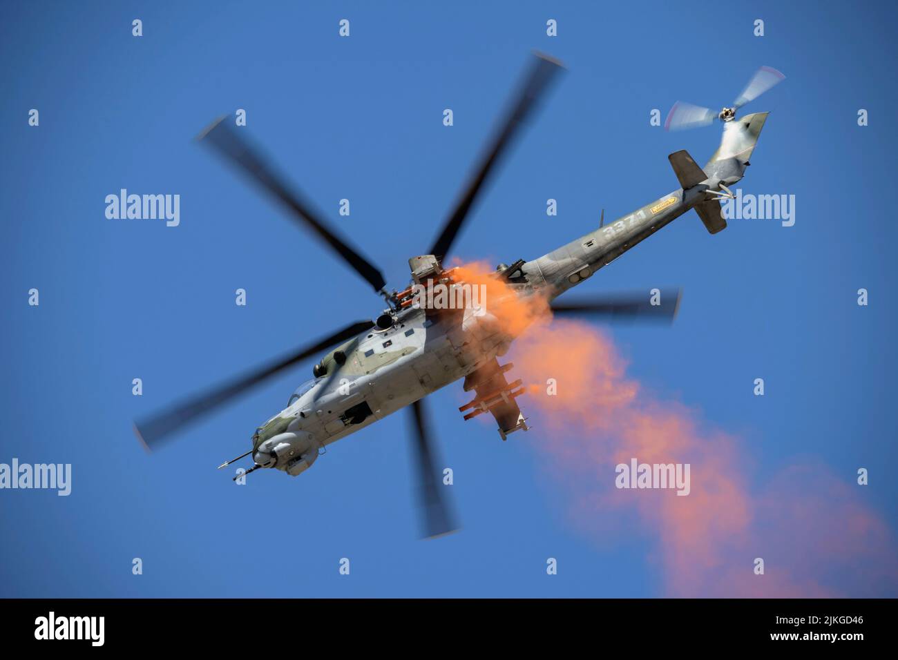 Czech Air Force Mil Mi24 Hind Gunship/Attack helicopter at the Royal International Air Tattoo Stock Photo
