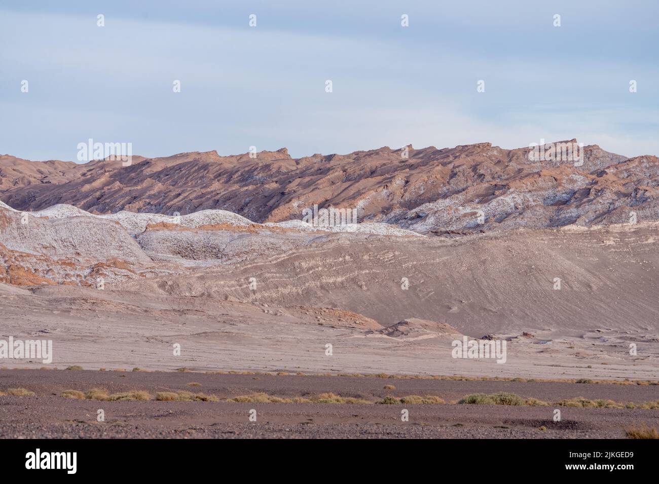 The Salt Mountains in the Valley of the Moon or Valle de la Luna in the Atacama Desert, San Pedro de Atacama, Chile. Stock Photo
