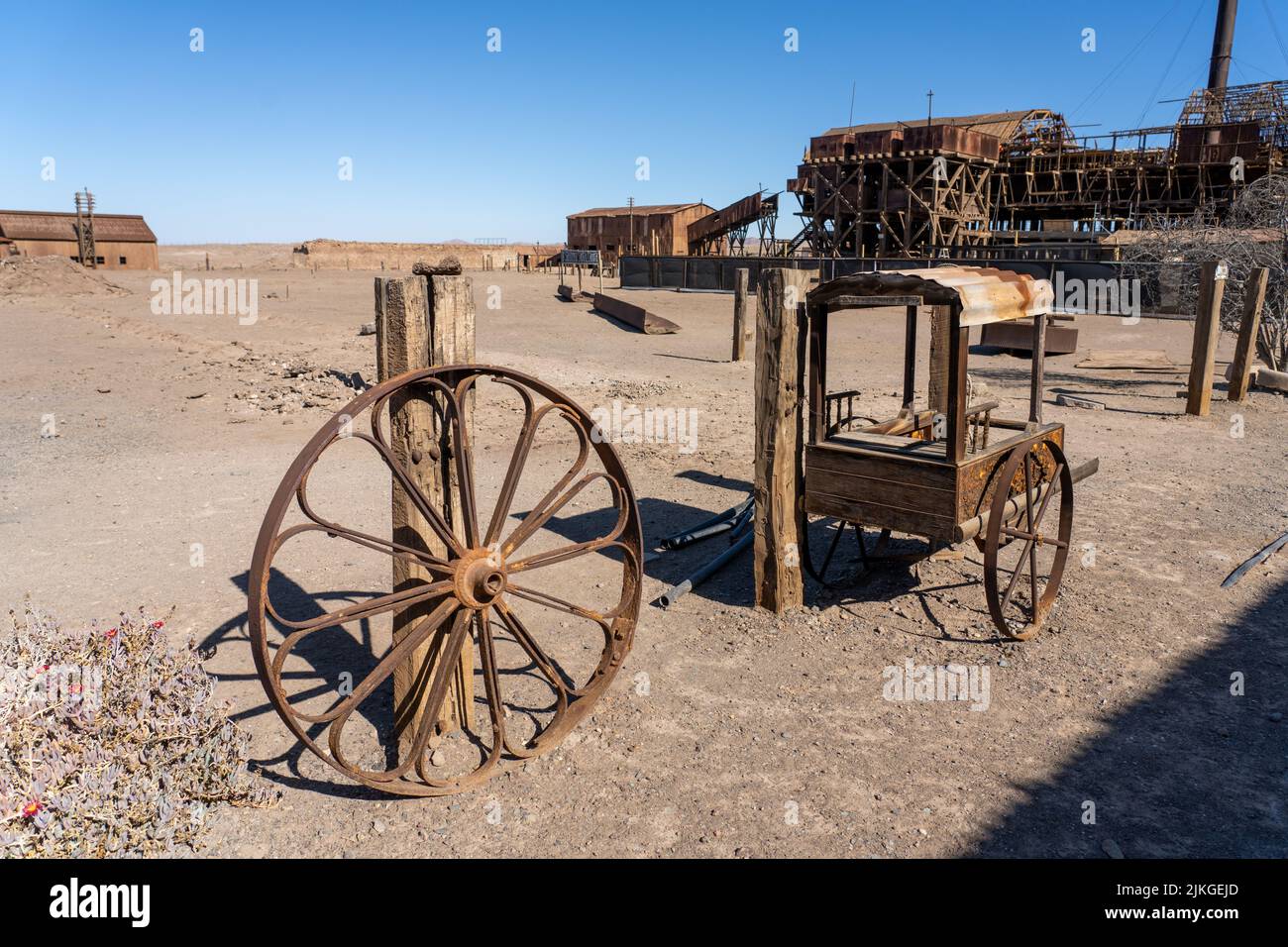 The Salitrera Santa Laura saltpeter or nitrate processing plant near Humberstone, Chile. Stock Photo