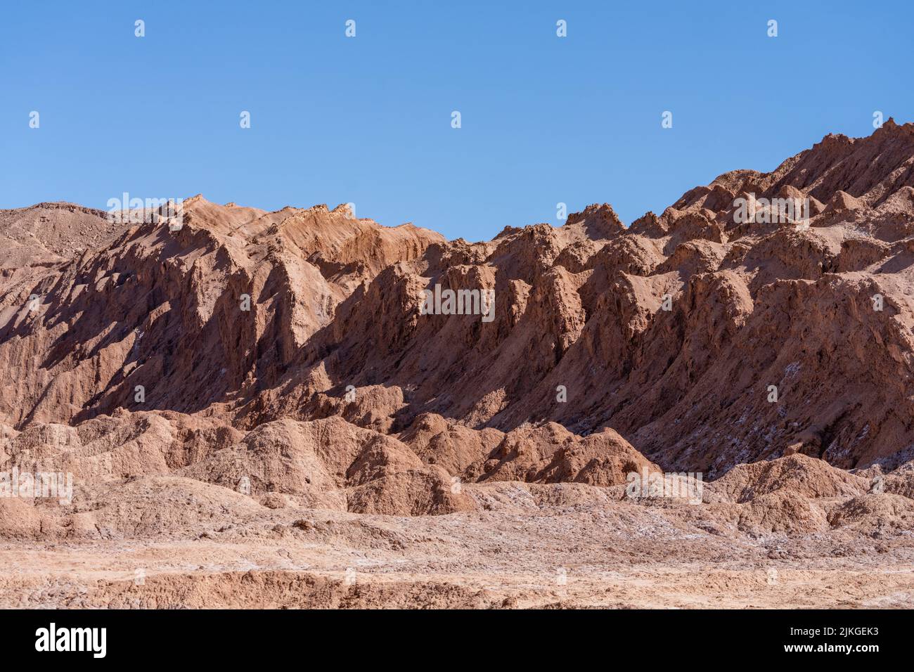 The El Bordo Escarpment of the Salt Mountains or Cordillera de la Sal. Atacama Desert near San Pedro de Atacama, Chile. Stock Photo