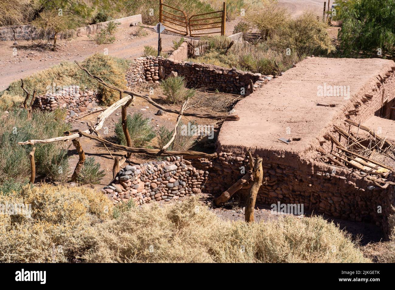 Ruins of an old hacienda in the Catarpe Valley near San Pedro de Atacama in the Atacama Desert in northern Chile. Stock Photo