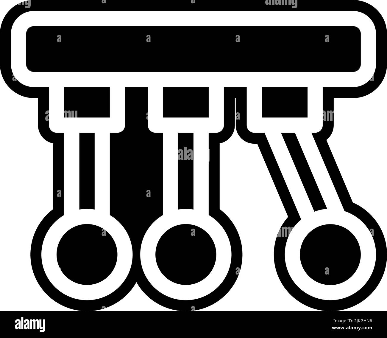 newtons cradle icon black vector illustration. Stock Vector