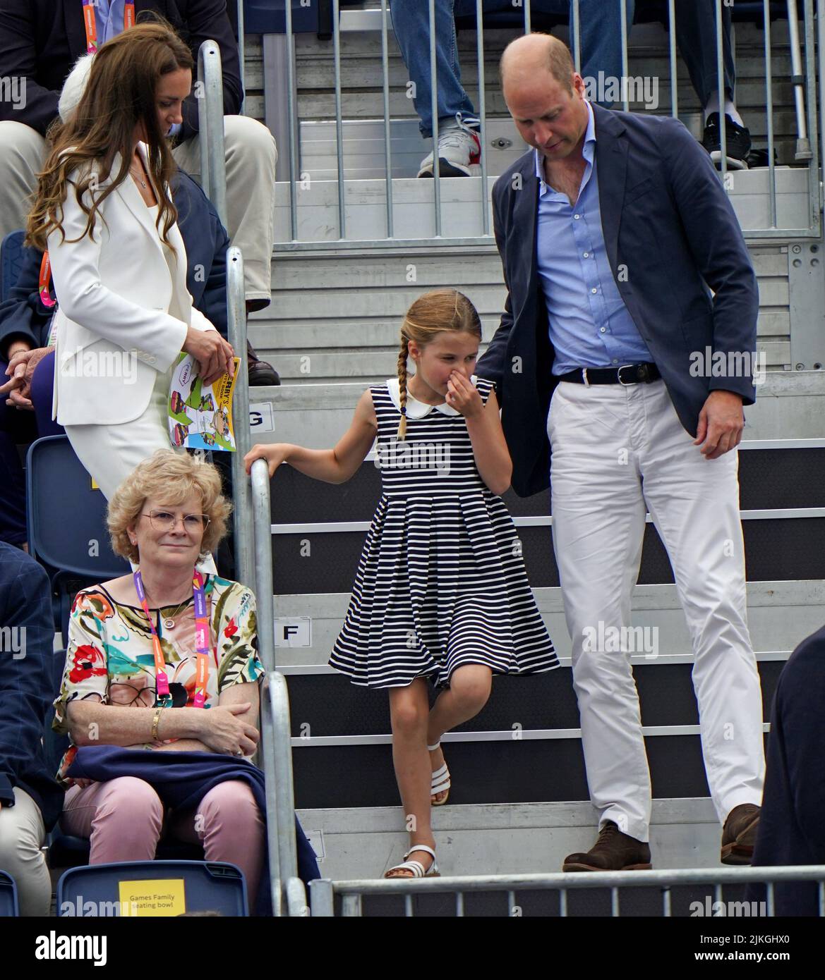 The Duke and Duchess of Cambridge with Princess Charlotte arrive at the University of Birmingham