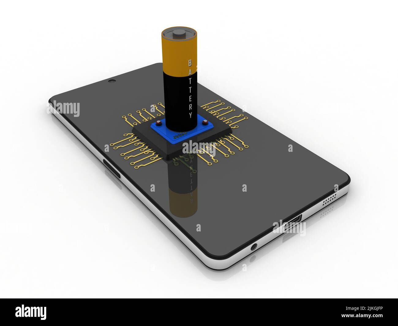 3d rendering microchips on mobile phone with battery Stock Photo Alamy