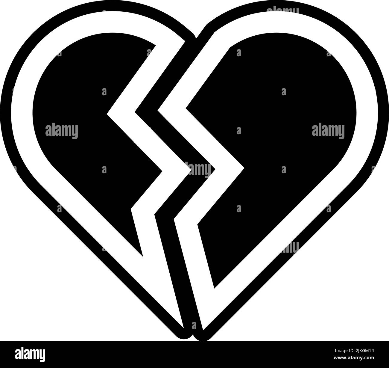 broken heart icon black vector illustration Stock Vector Image & Art ...
