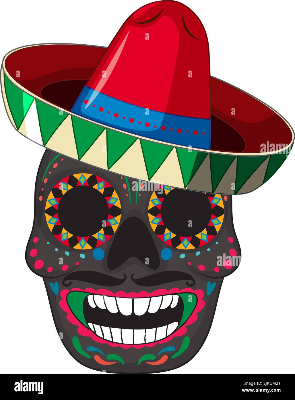 Mexican skull isolated on white background illustration Stock Vector ...