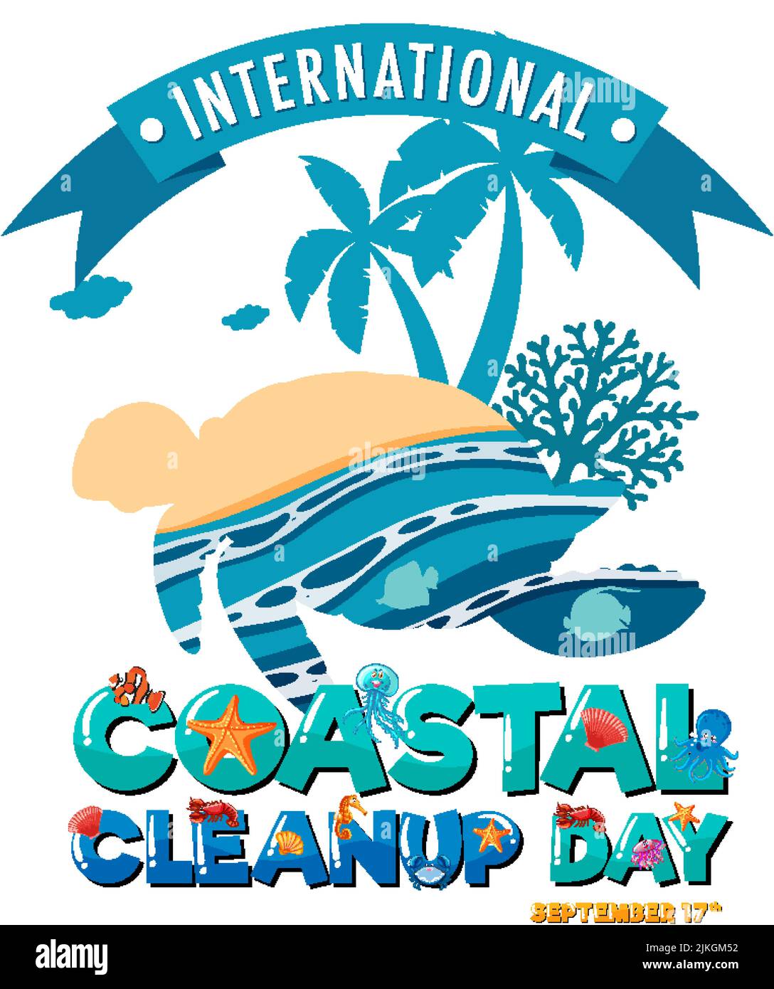 International Coastal Cleanup Day Banner illustration Stock Vector