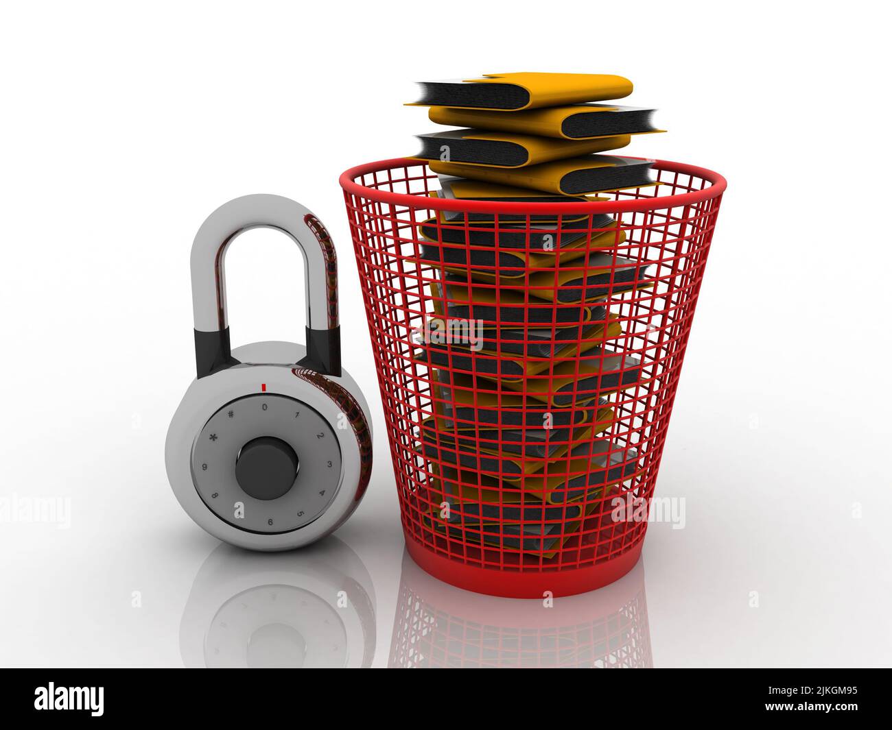 3d rendering folder in recycle bin protection lock Stock Photo Alamy