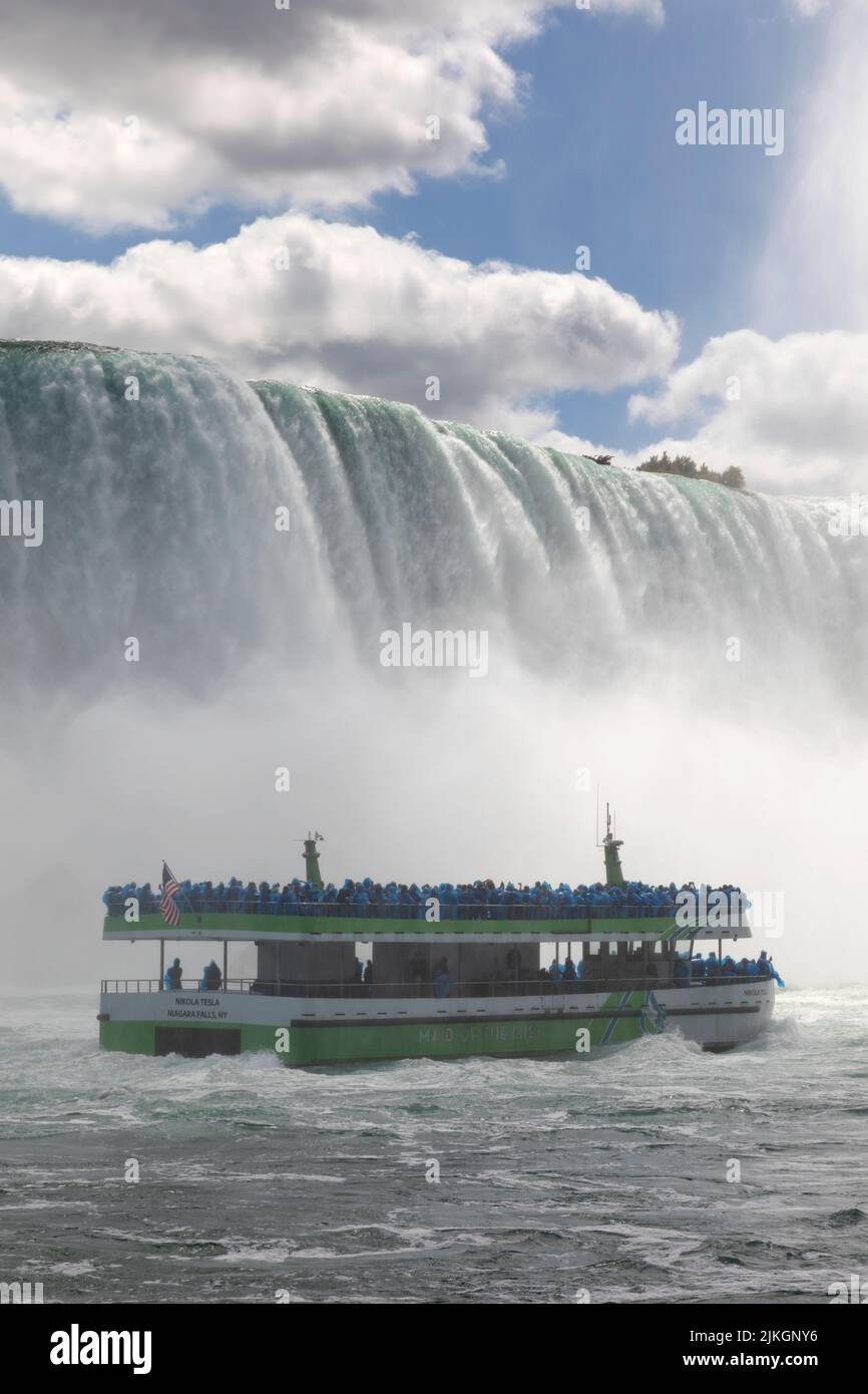 The tourist boat at the foot of Niagara Falls, Ontario, Canada Stock Photo