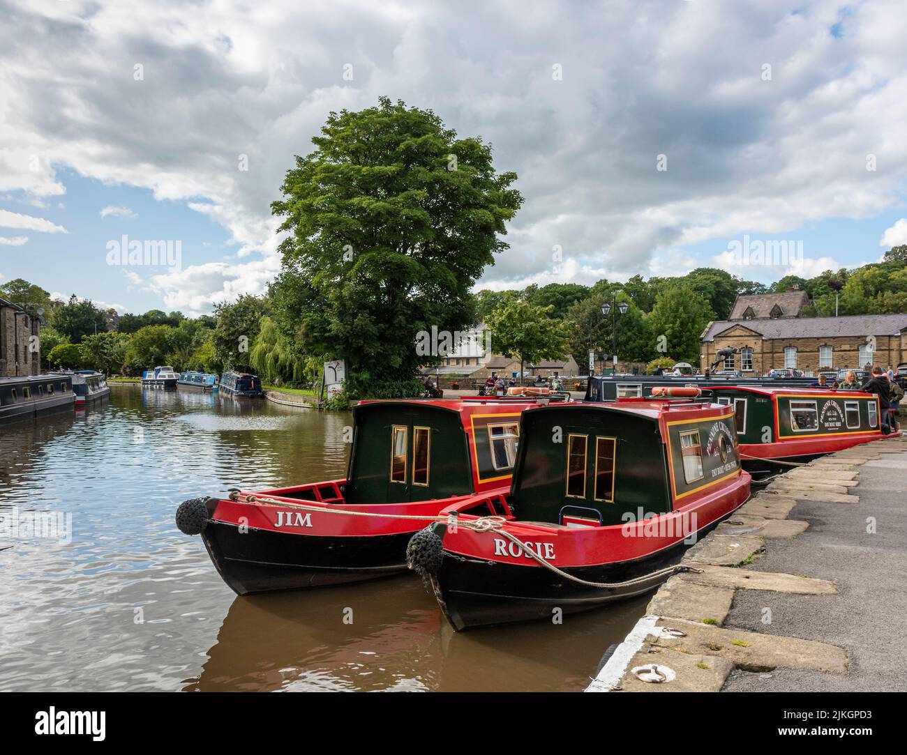 Barges in the Centr of Skipton town Stock Photo