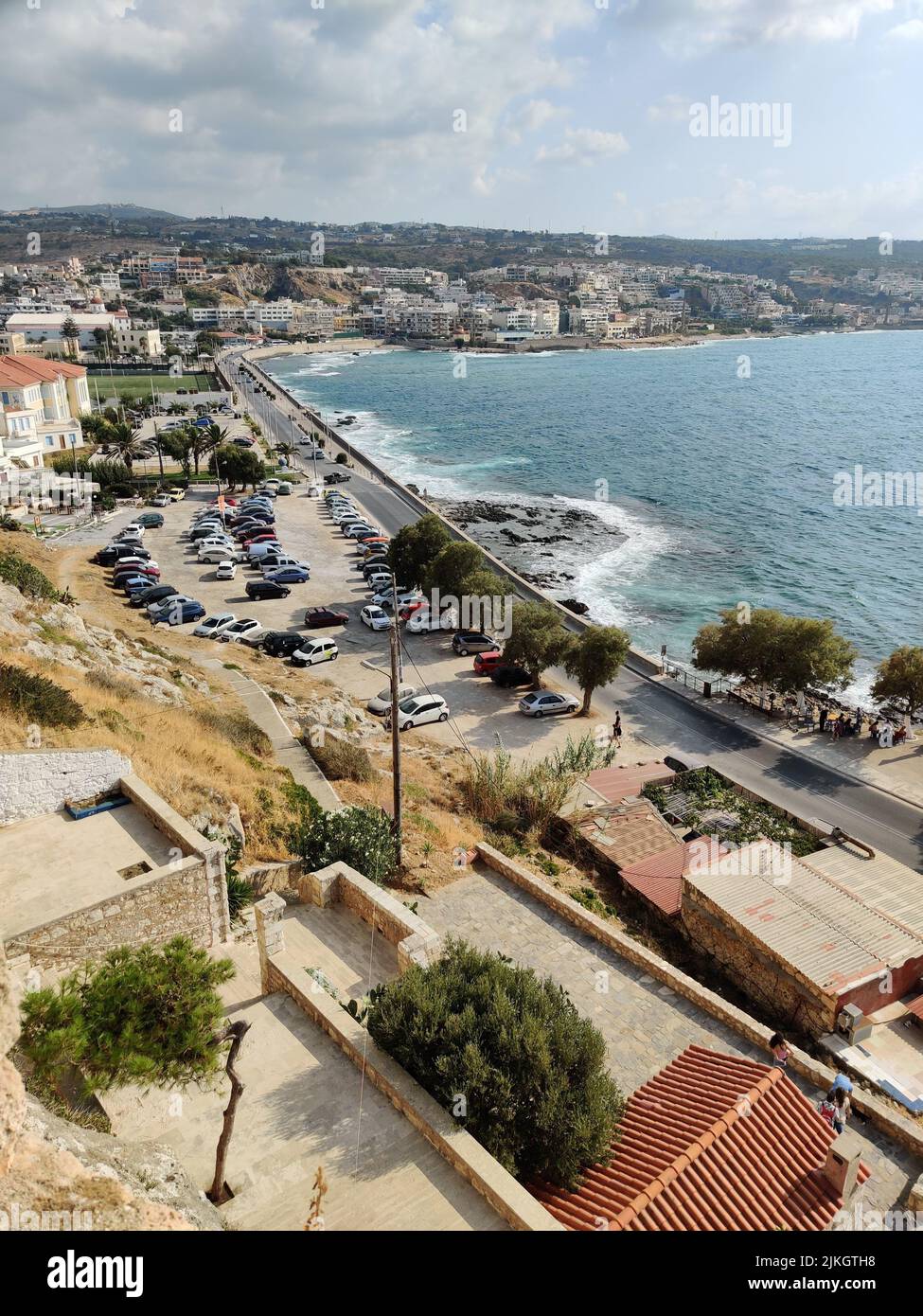 An aerial view of sea surrounded by buildings and trees Stock Photo - Alamy