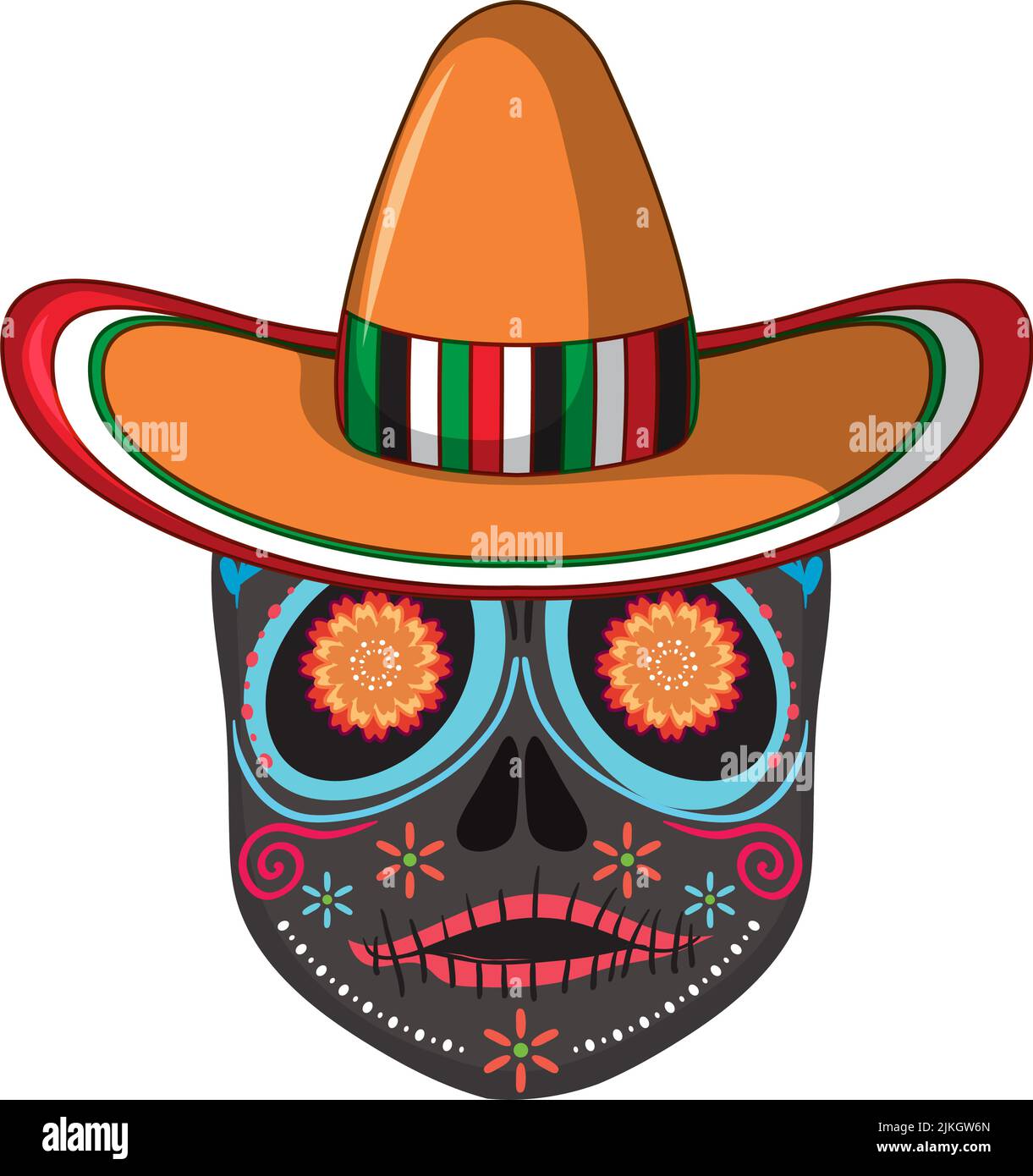Mexican skull isolated on white background illustration Stock Vector ...