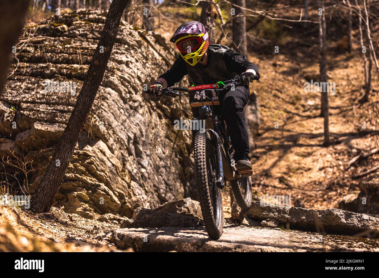 A biker racing during the enduro competition in Eureka Springs City