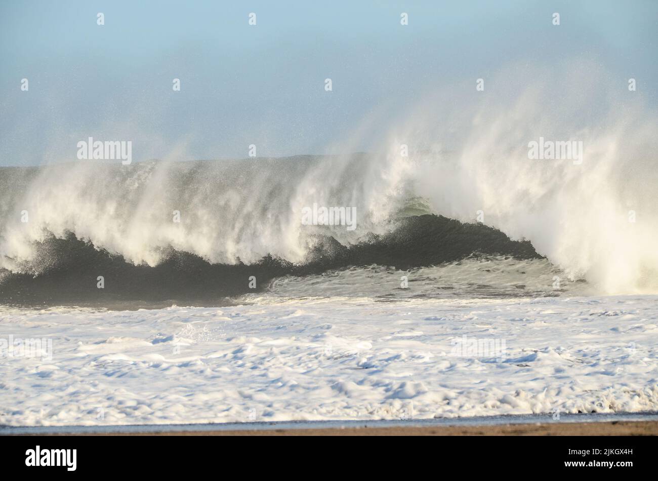 Big Blue Wave Breaks in the Atlantic Ocean Stock Photo Alamy