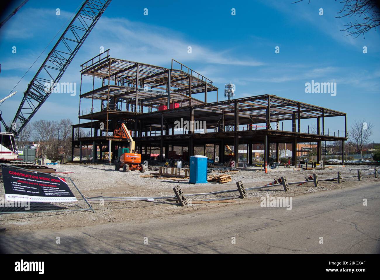 A view of the Public Library construction area in downtown Olathe