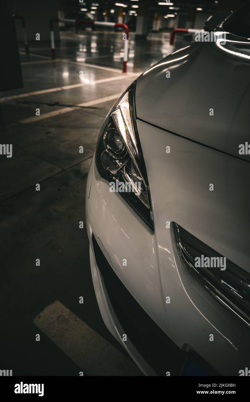 A detail of the white car headlight Stock Photo Alamy