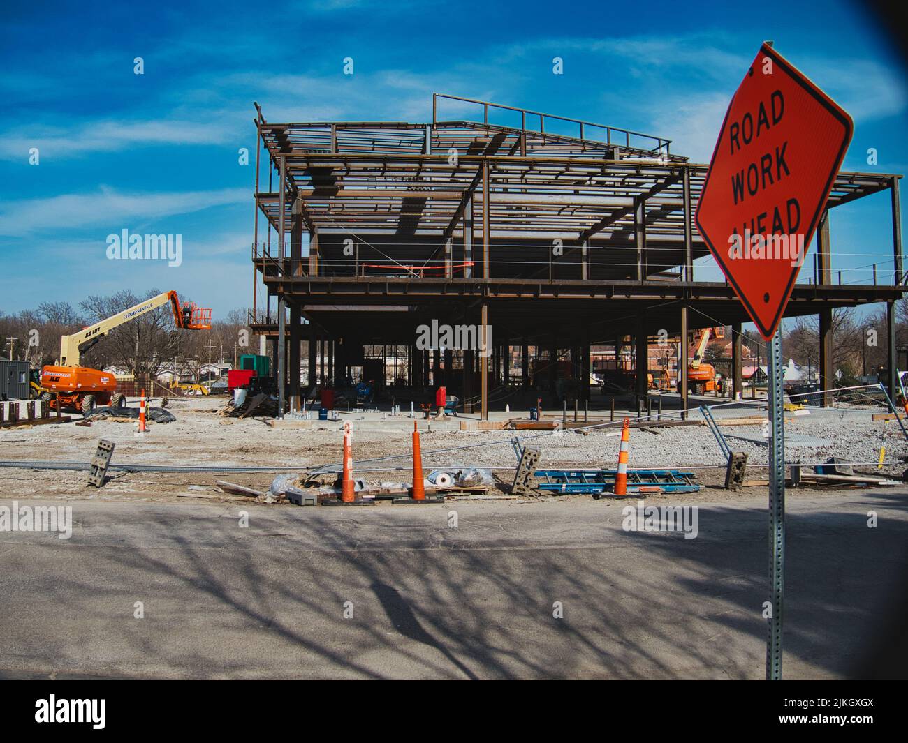 A view of the Public Library construction area in downtown Olathe