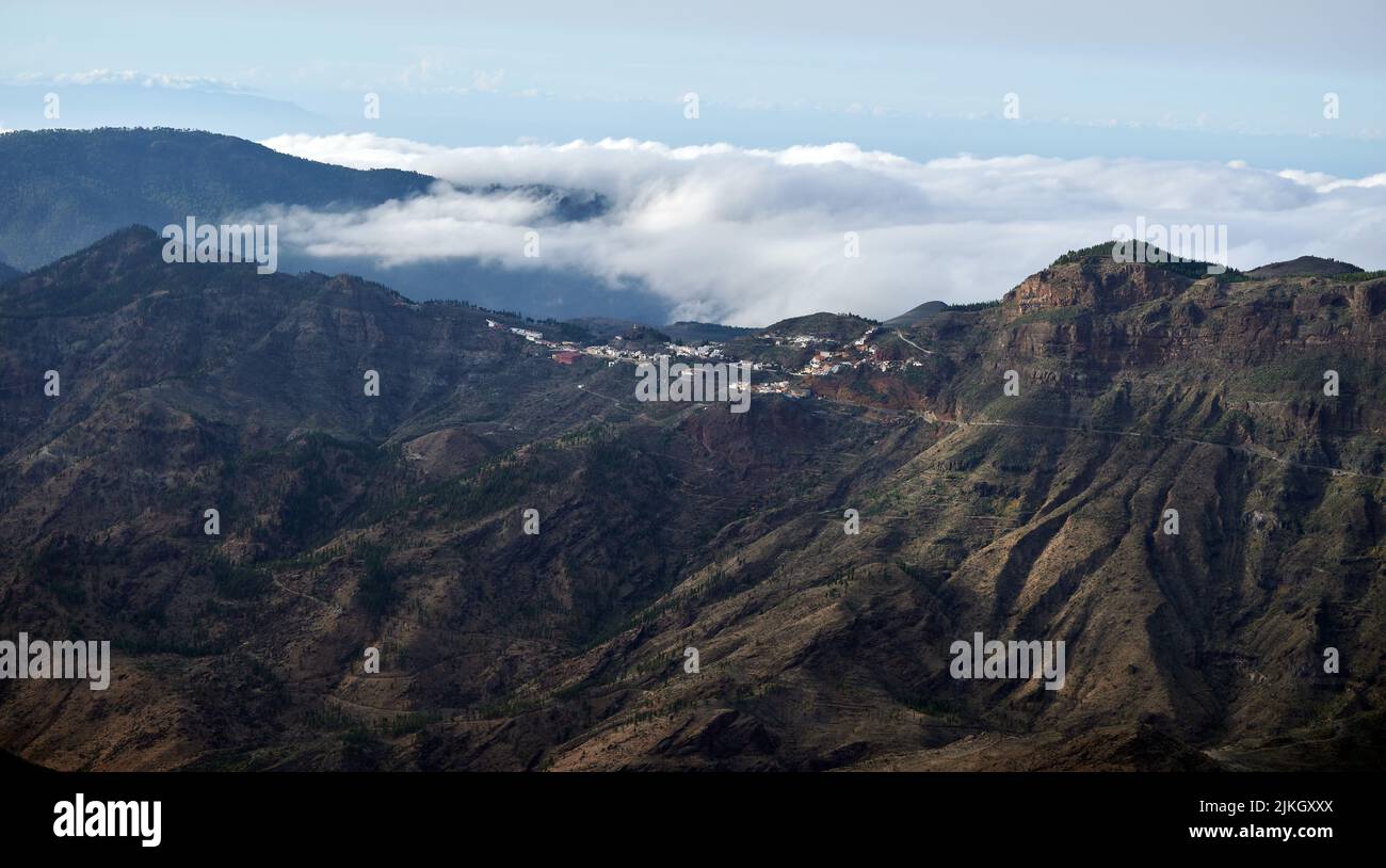 A beautiful view of Roque Bentayga nature preserve on Canary Islands, Spain Stock Photo