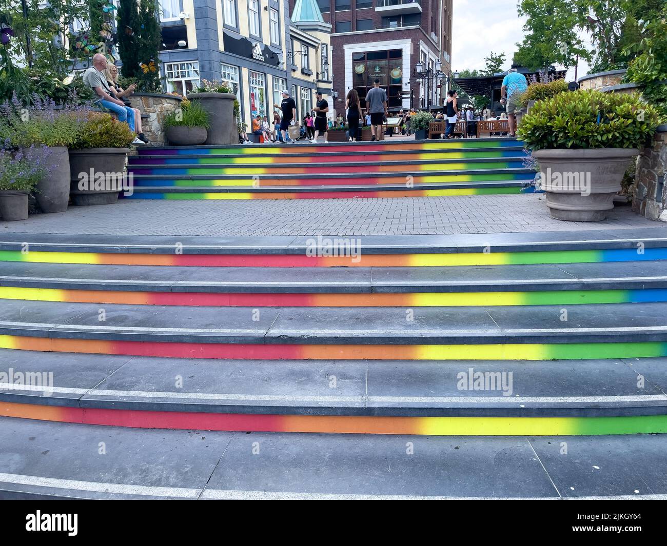 Rainbow colored stairs in the Netherlands Stock Photo Alamy