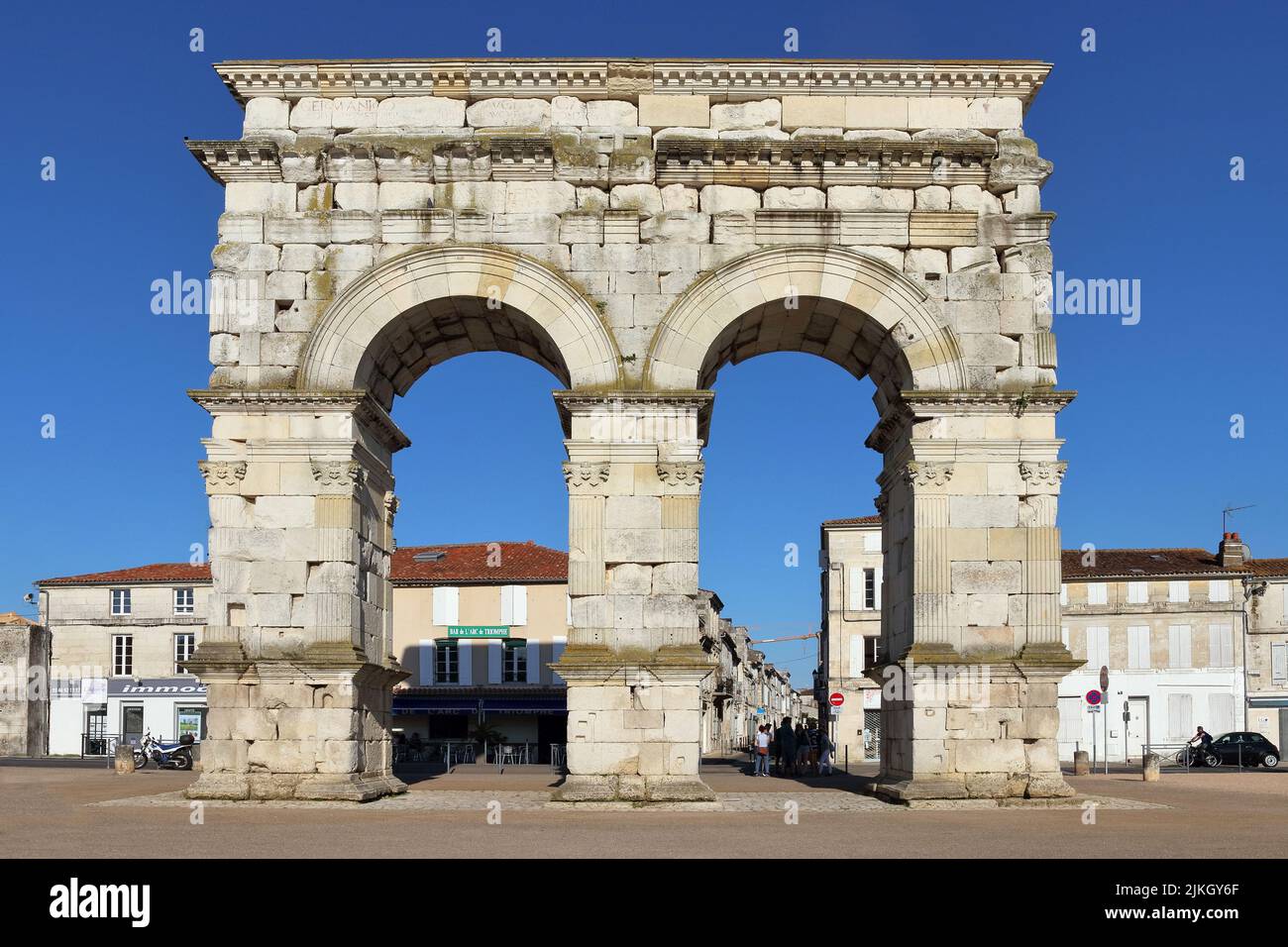 Roman triumph arch in the French city of Saintes, Charente-Maritime. Stock Photo