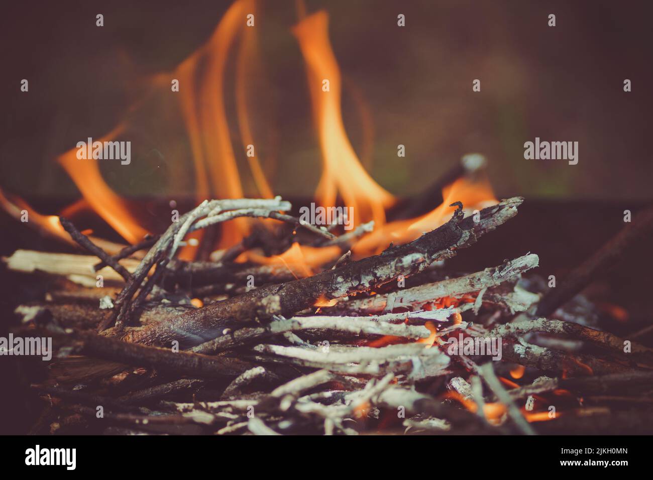 A closeup shot of the flames of a bonfire Stock Photo