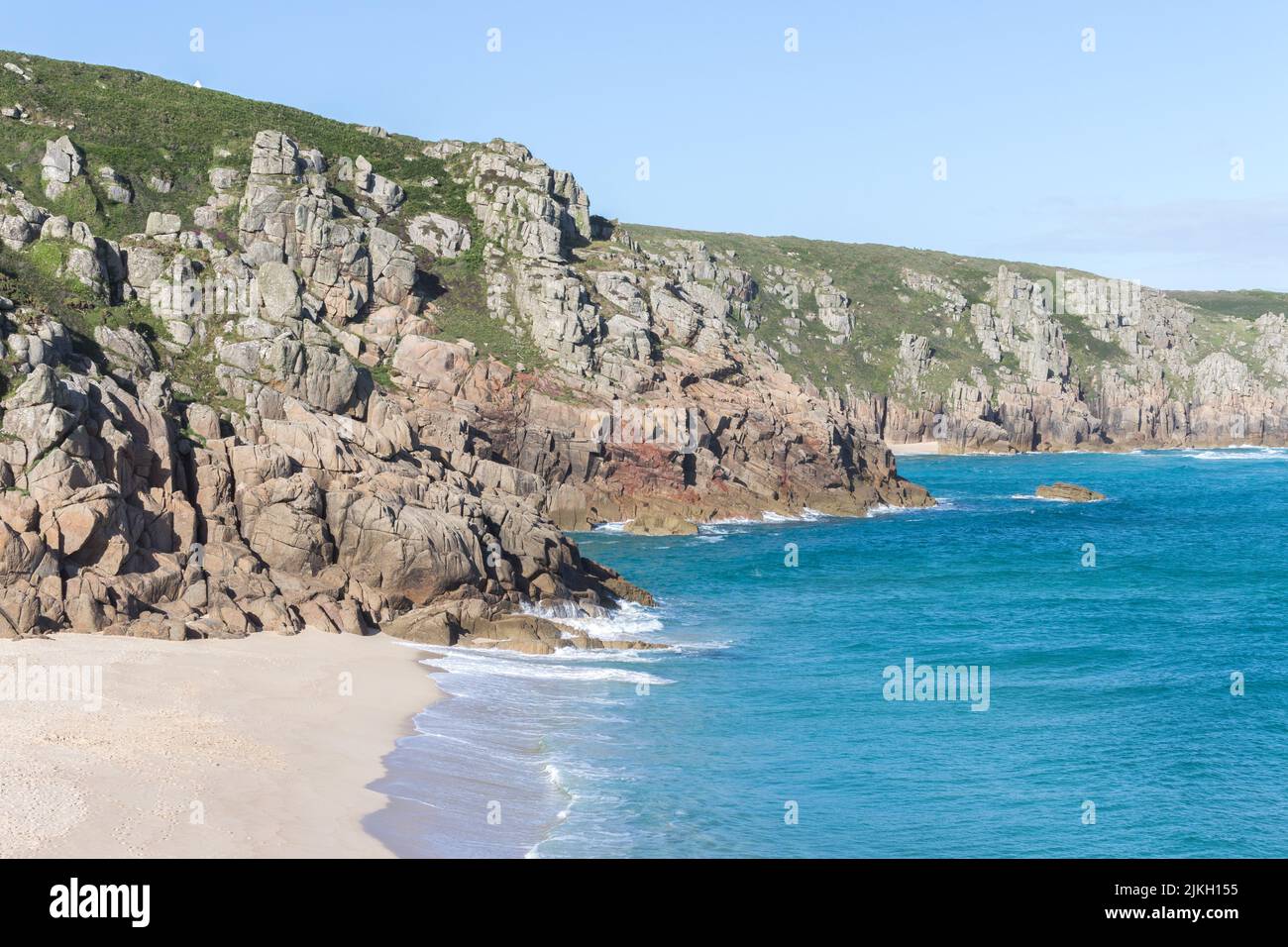 The Porthcurno Beach in the far west of Cornwall, UK Stock Photo Alamy