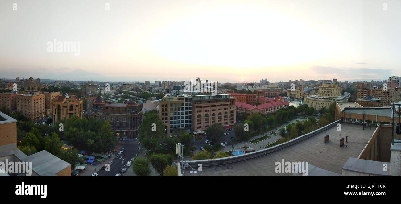 A panoramic view of the beautiful cityscape with different buildings in