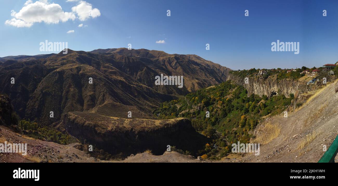 A landscape of rocky mountains and deep gorges in Garni Armenia Stock Photo