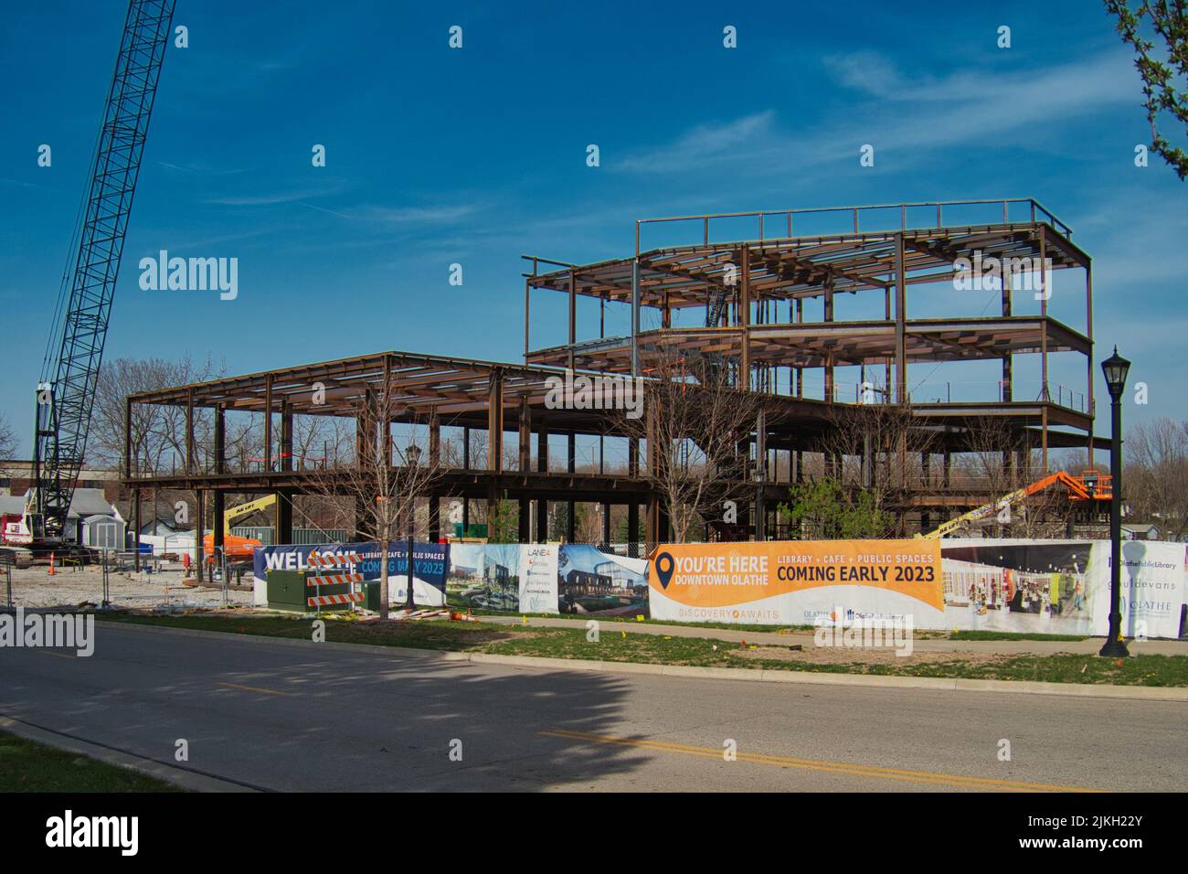 A view of construction of Olathe Kansas Public library in United States