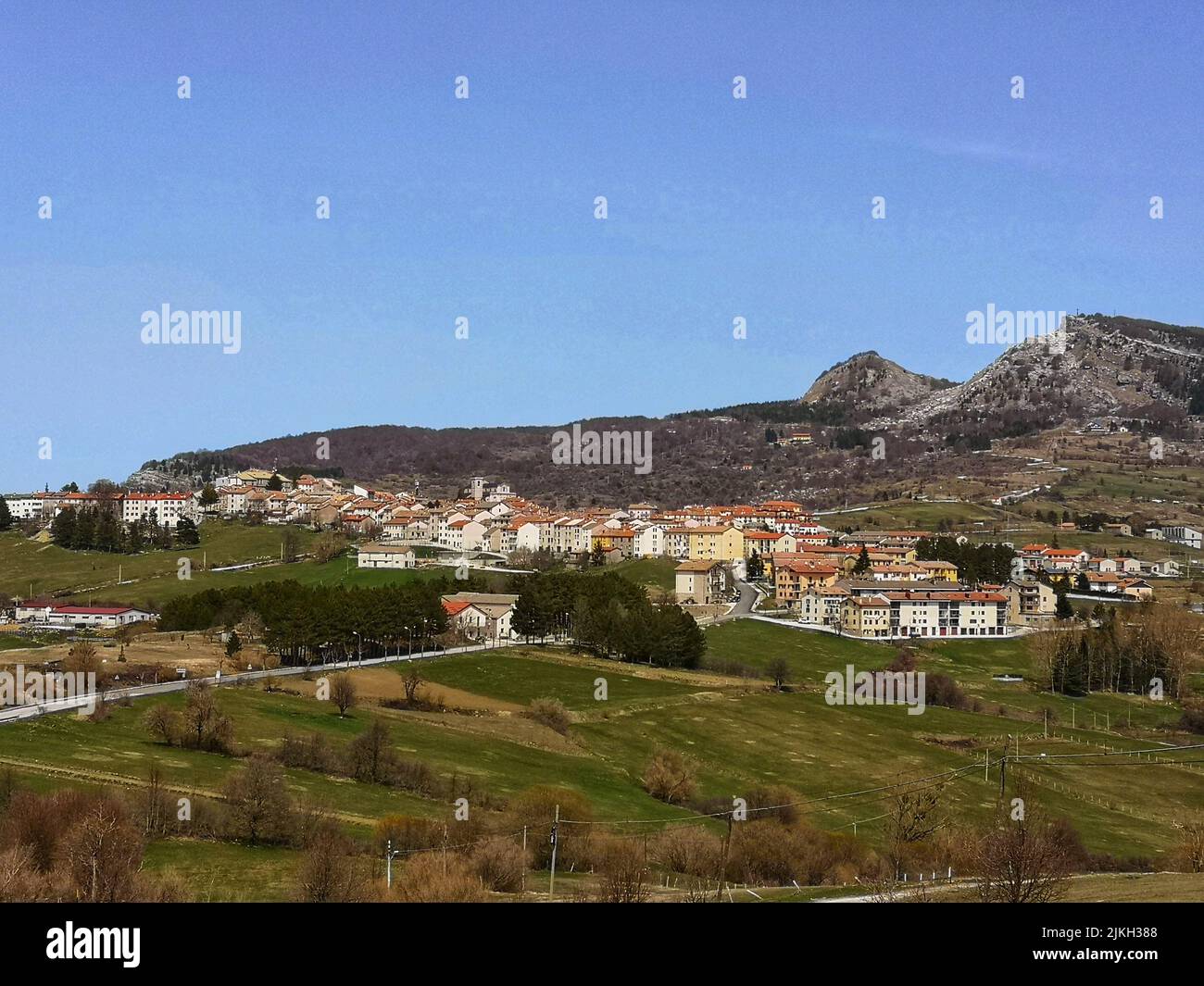 A beautiful shot of the buildings in the rural town of Capracotta in Molise, Italy Stock Photo