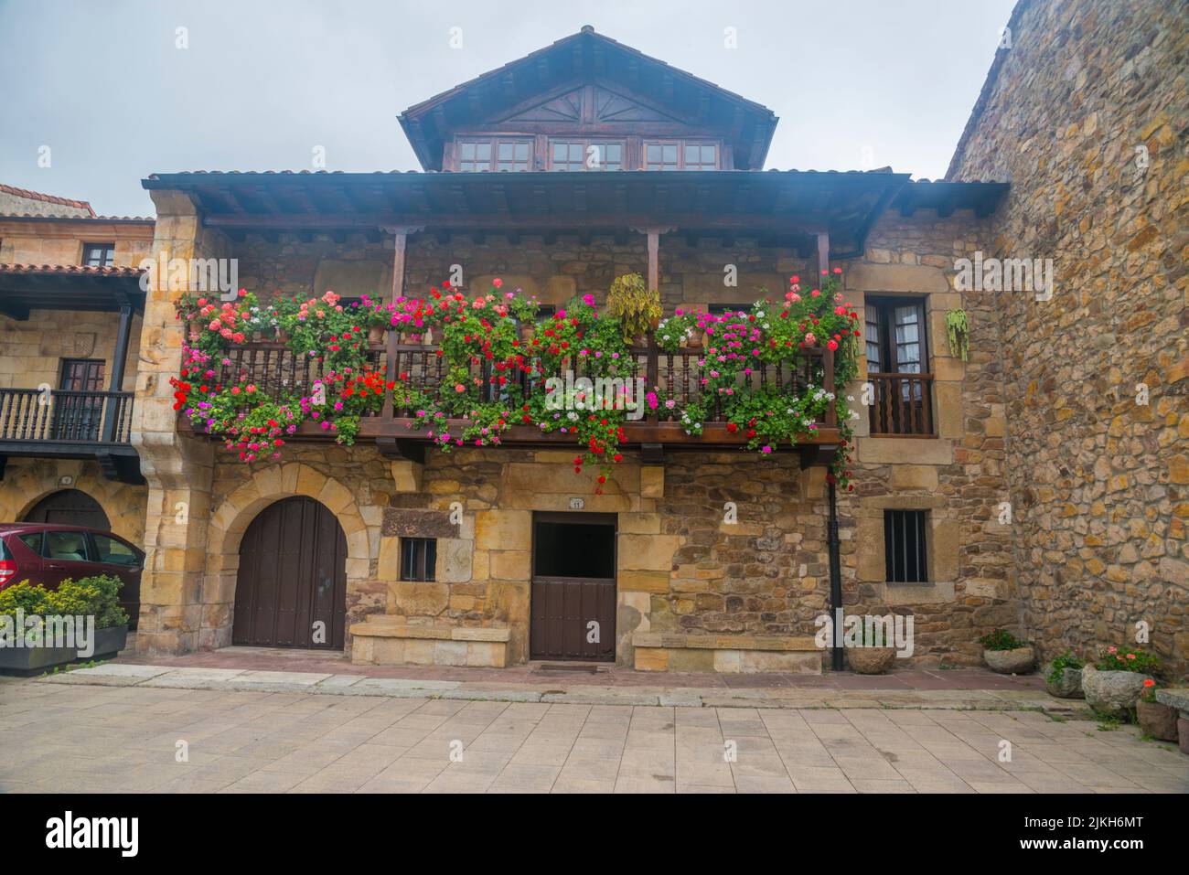 Facade of traditional house. Lierganes, Cantabria, Spain. Stock Photo
