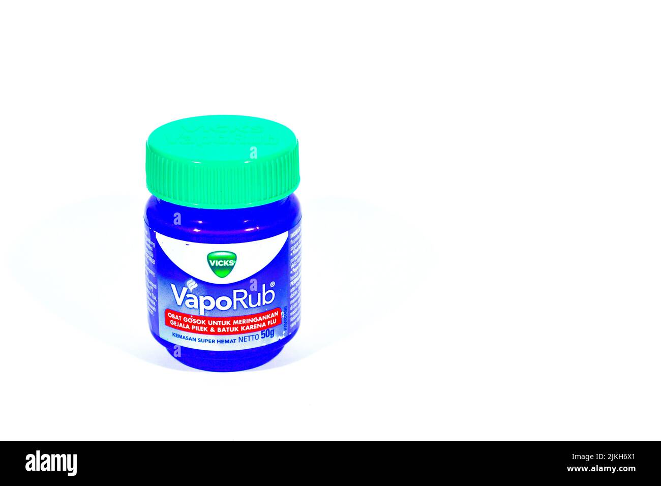 Vicks VapoRub is a mentholated topical ointment, part of the Vicks brand of over-the-counter medications owned by the American consumer goods company Stock Photo