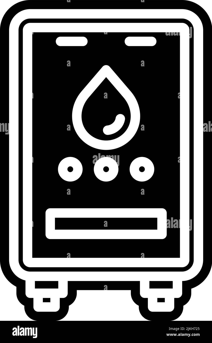water heater icon black vector illustration. Stock Vector