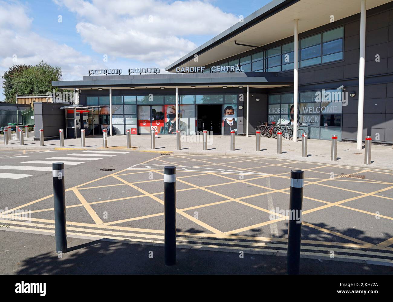 Cardiff Central Train station. Caerdydd Canolog. Rear entrance. Summer