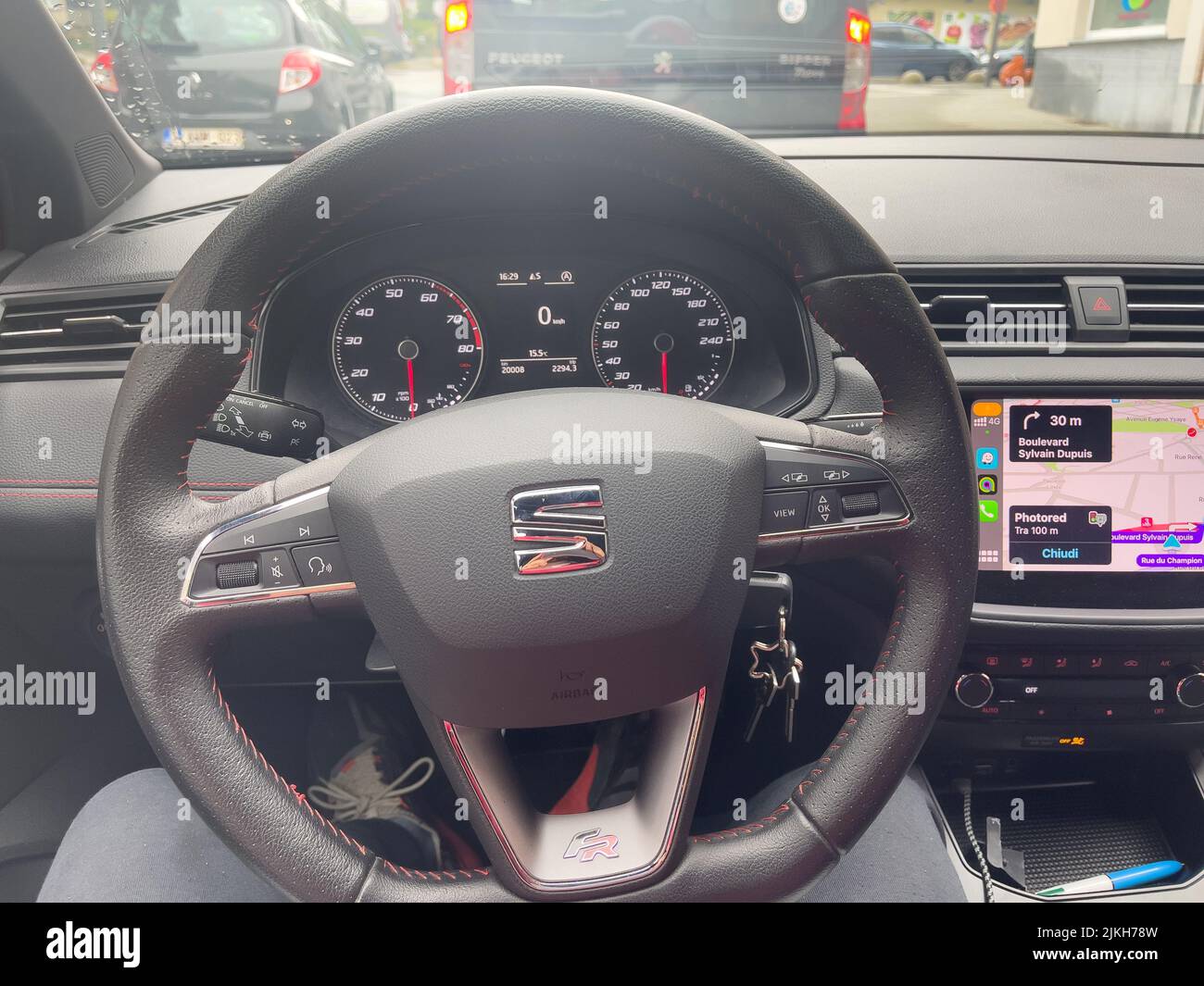 Steering wheel of a seat Ibiza FR edition Stock Photo