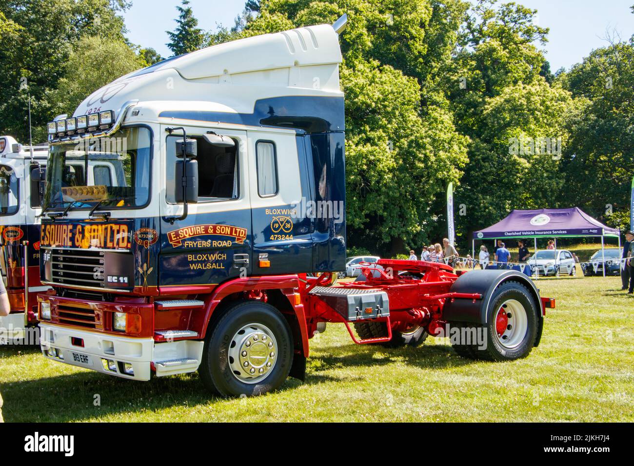 E Squire and sone livery of vintage ERF truck lorry cab at weston park classic car show Stock Photo