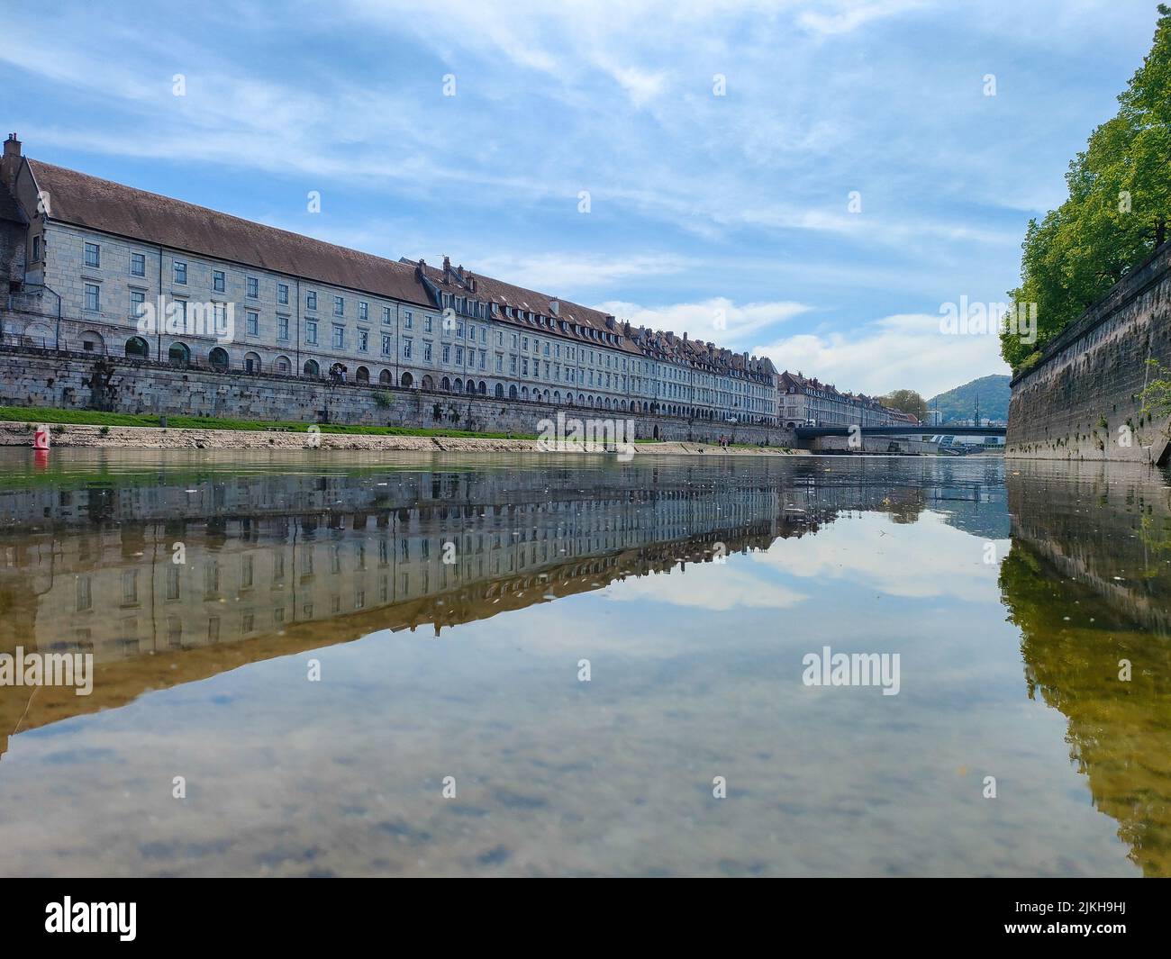 A beautiful view of the Doubs river and Battant Bridge of Besancon in France Stock Photo