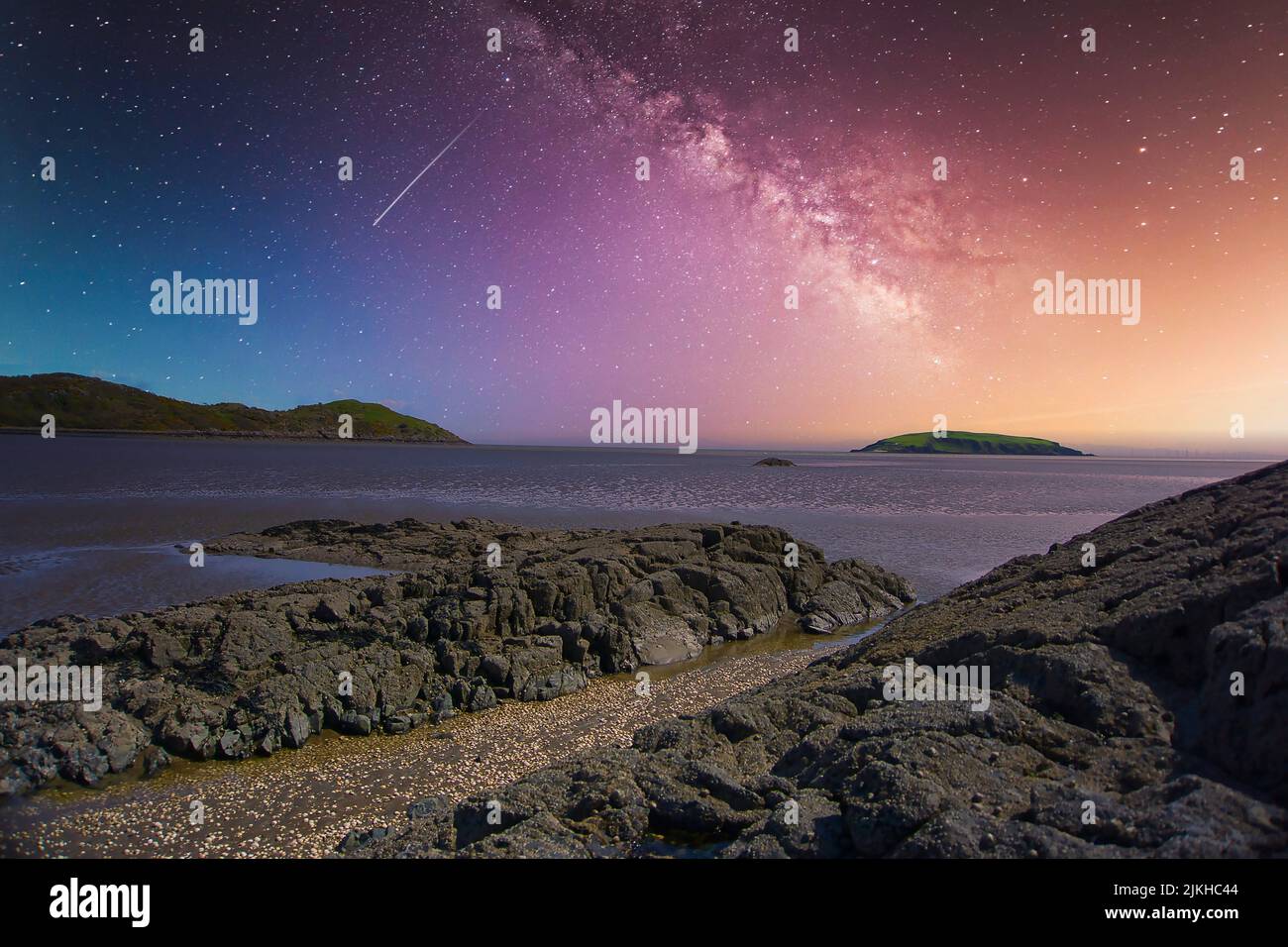 An aerial view of the Irish Sea during a starry night Stock Photo Alamy