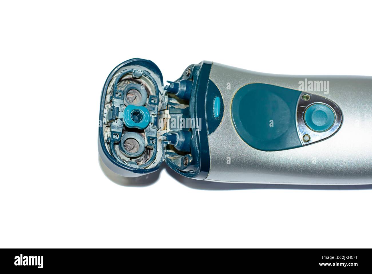 The old electric shaver on white background Stock Photo Alamy