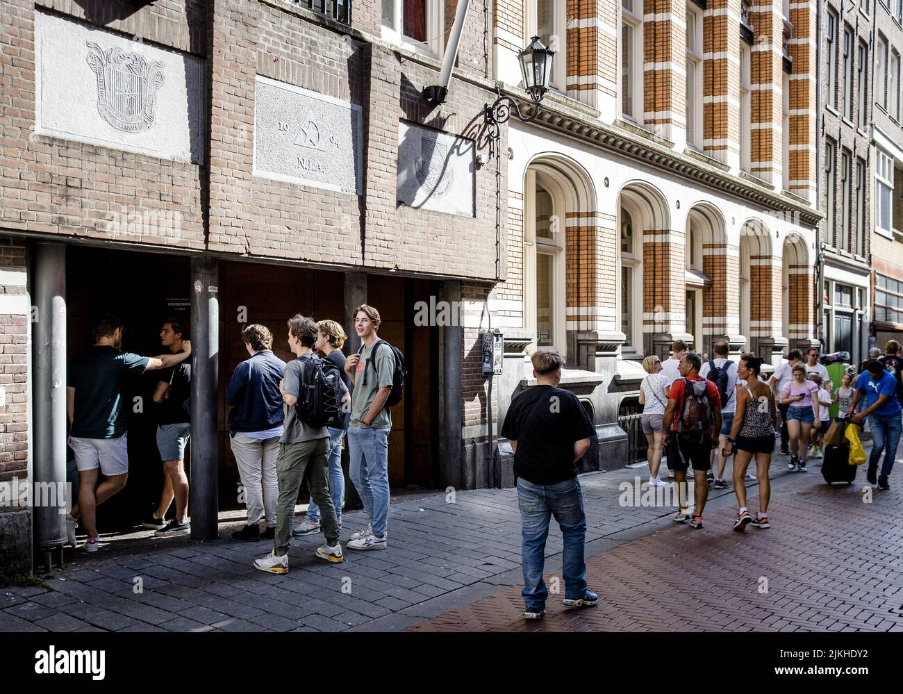 2022-08-02 17:10:39 AMSTERDAM - People waiting at the building of the ...