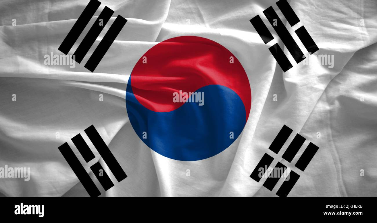 South Korea flag with 3d effect Stock Photo