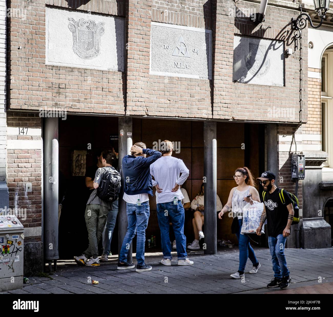 2022-08-02 17:12:58 AMSTERDAM - People waiting at the building of the ...