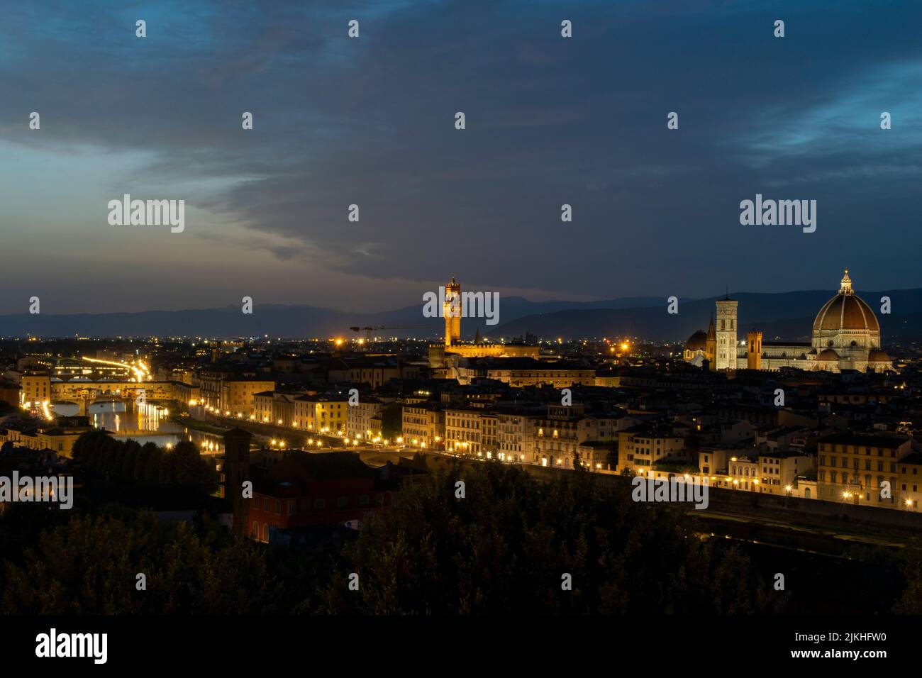 Florence skyline during a summer night (July 2022) Stock Photo